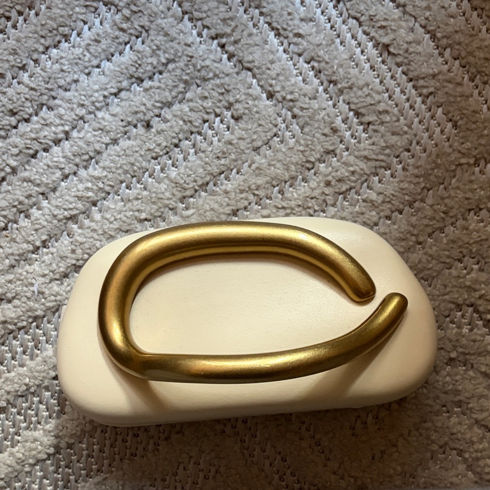 Gold and Cream Clutch with Unique Handle